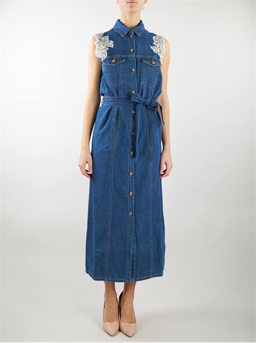 Denim dress with embroidery lace Ermanno by Ermanno Scervino ERMANNO BY ERMANNO SCERVINO | abito en | D44EQ034EJ3MF152